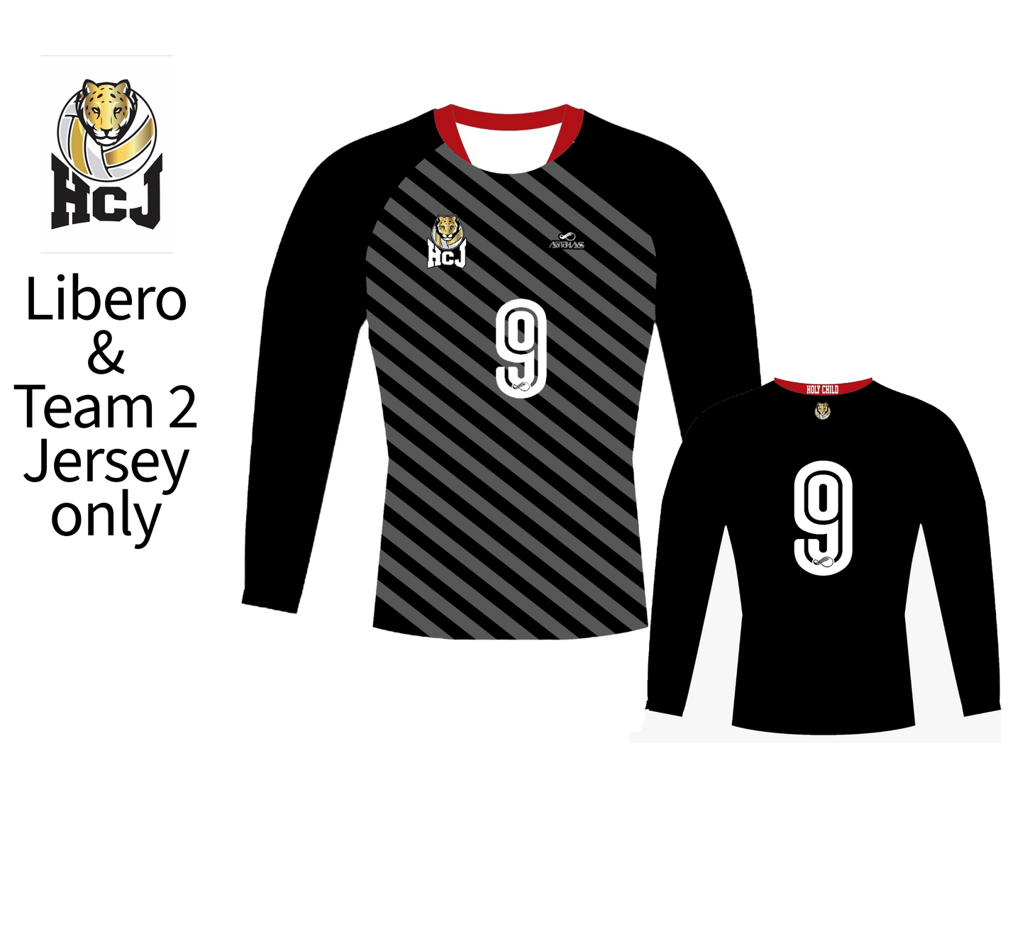 HCJ Volleyball alternate Uniform Set 3pcs - Mandatory set - Team # 2 & Libero Player