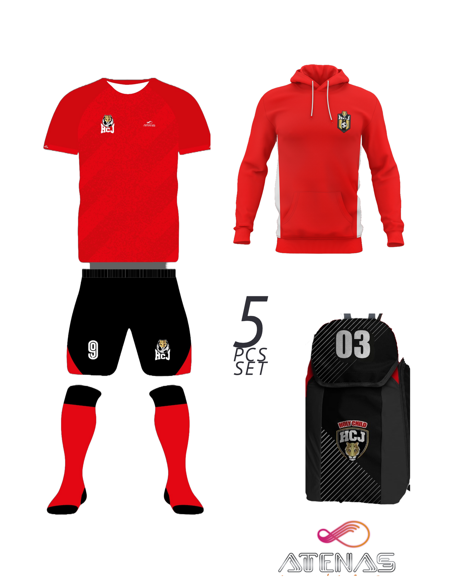 HCJ Soccer Welcome Uniform Set 5pcs with Hoodie