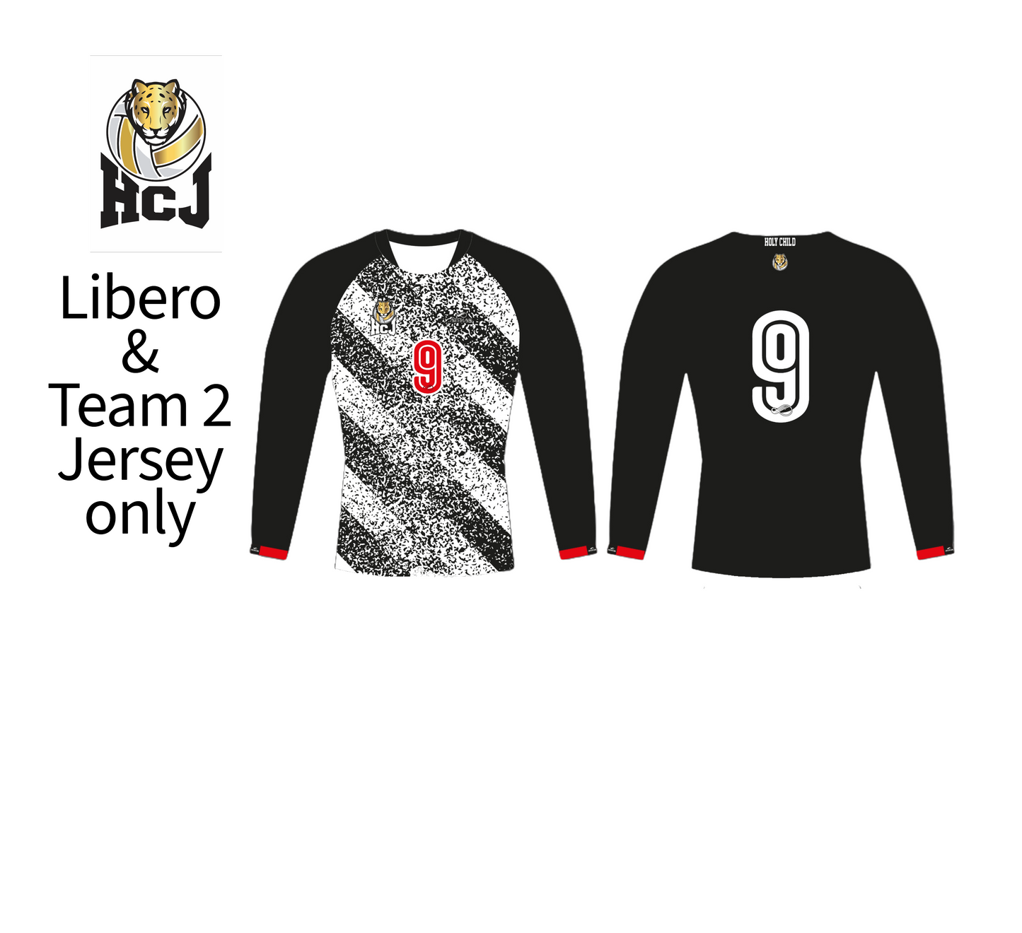 HCJ Volleyball Uniform Set 5pcs with Hoodie - Team # 2 & Libero Player